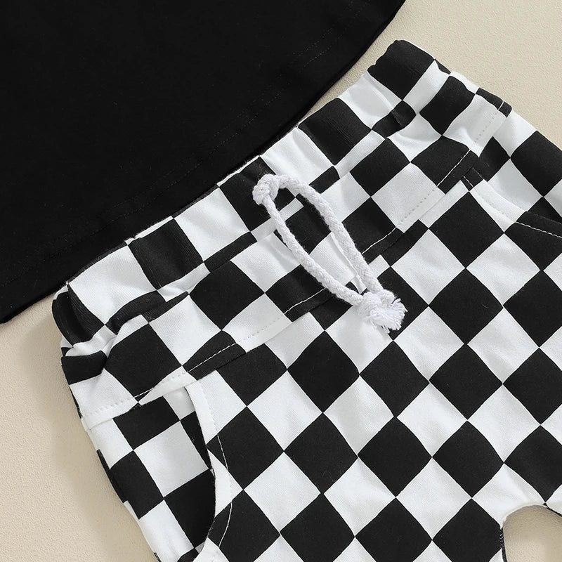 Baby Boys Clothes Sets Checkerboard / Black