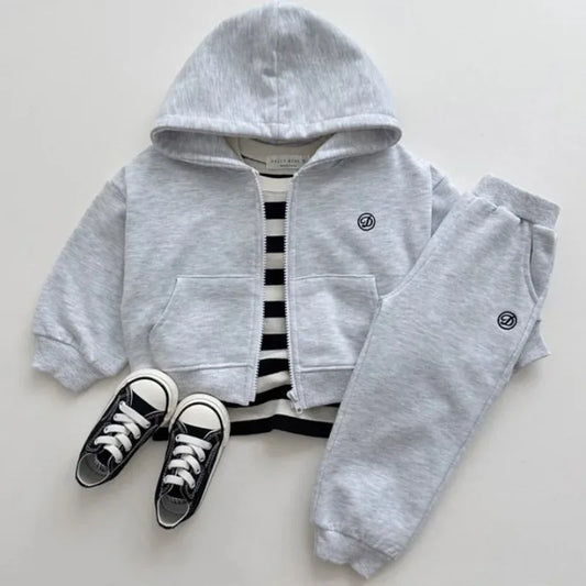 Hooded Casual Track Suit- Gray, Hat and shoes not included