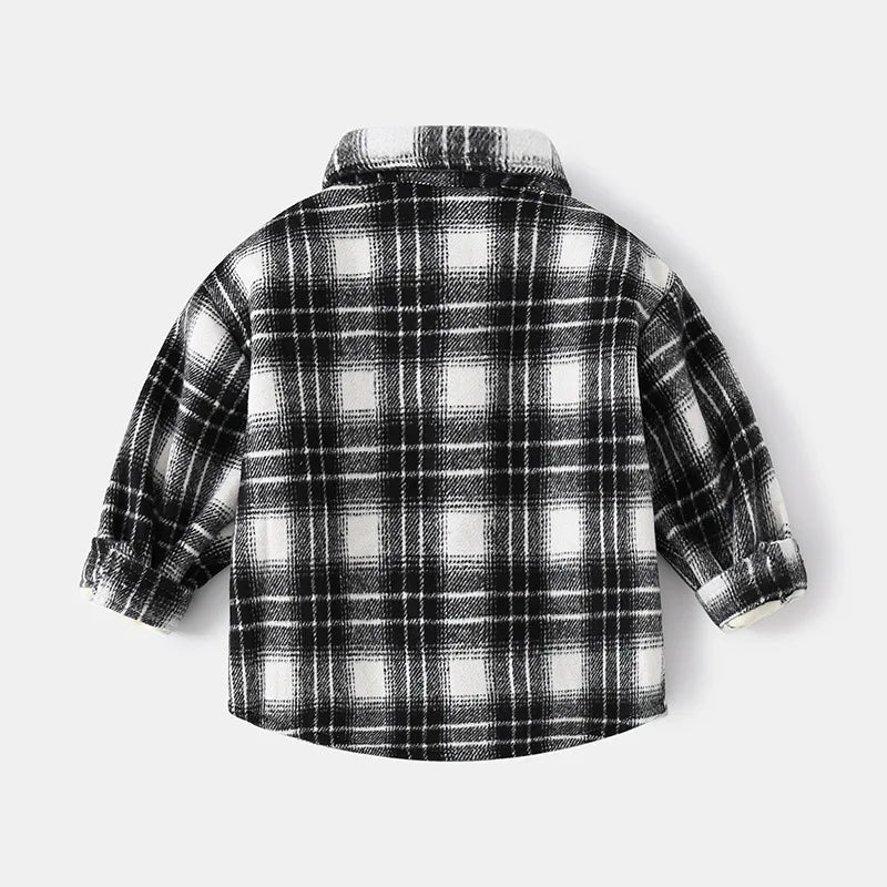 Plaid Lined Jacket-Black & White