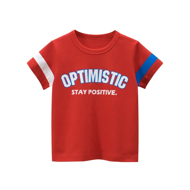 Red Short Sleeve Toddler Optimistic Tee shirt/ My Little Guys Closet