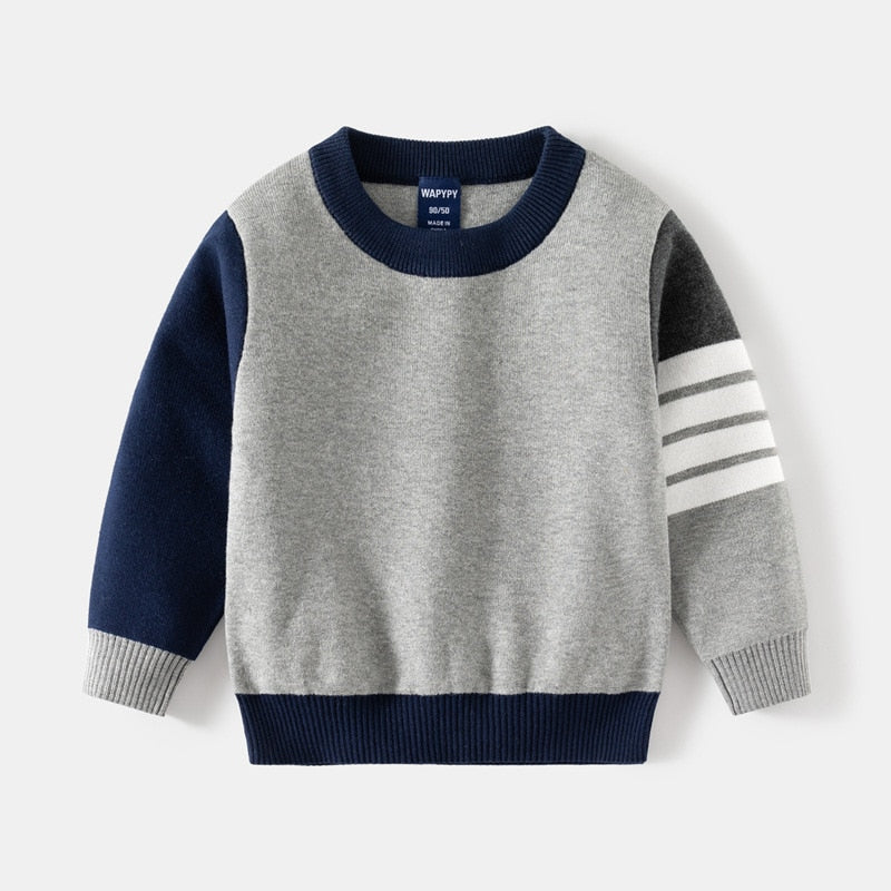 Toddler Boys Sweater White Stripe