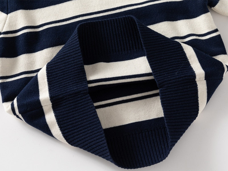 Toddler Dual Color Stripe Sweater-Blue