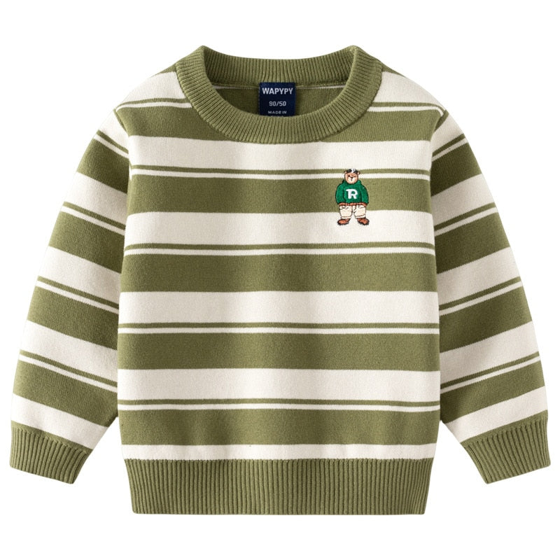 Toddler Dual Color Stripe Sweater-Green