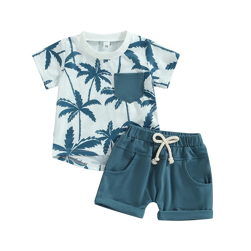 Toddler Short set with Palm Tree/ MyLittleGuysCloset.com