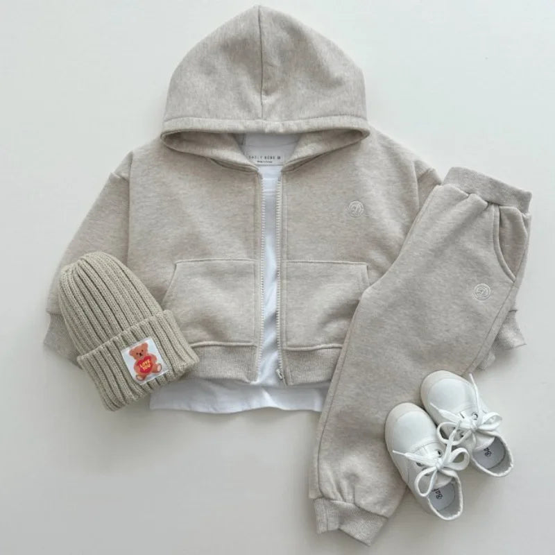 Hooded Casual Track Suit- Khaki  Hat and shoes not included