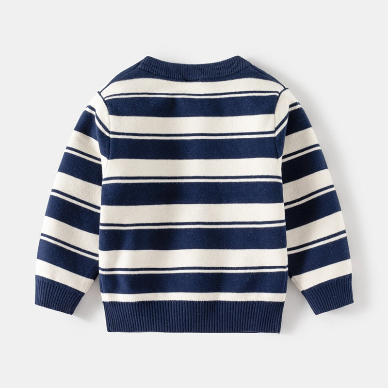Toddler Dual Color Stripe Sweater-Blue