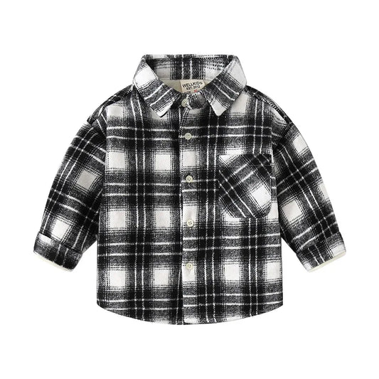 Plaid Lined Jacket-Black & White