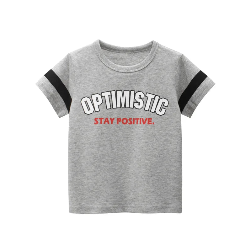 Grey Optimistic Toddler Boys Tee Shirt/ MyLittleGuysCloset.com