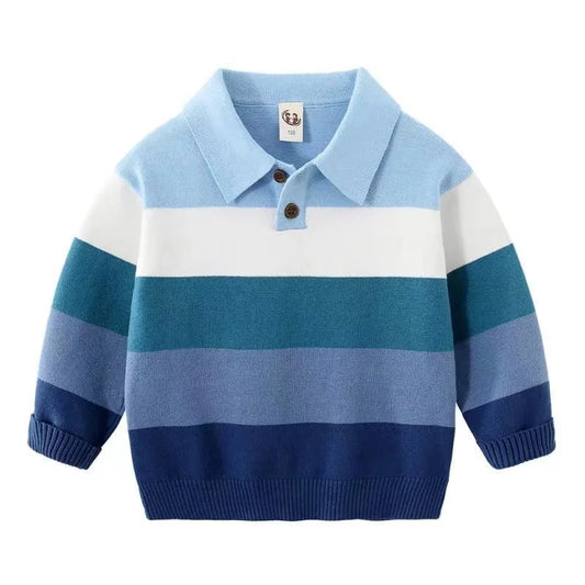 Multi Blue Polo Sweater