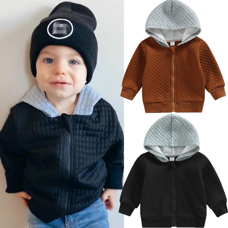 Toddler Jacket Grey Hood Black/ MyLittleGuysCloset.com