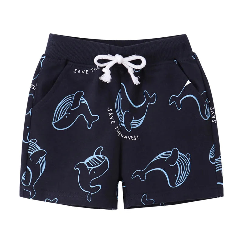 Summer Navy Shorts w whale pic/ My Little Guys Closet.com